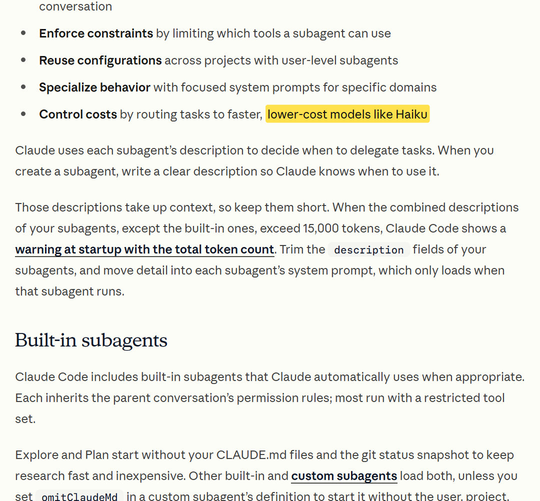 공식 문서 'Create custom subagents' (2026-10-26)