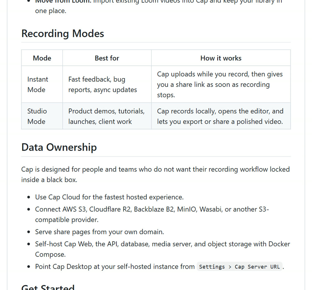 Cap README의 Recording Modes